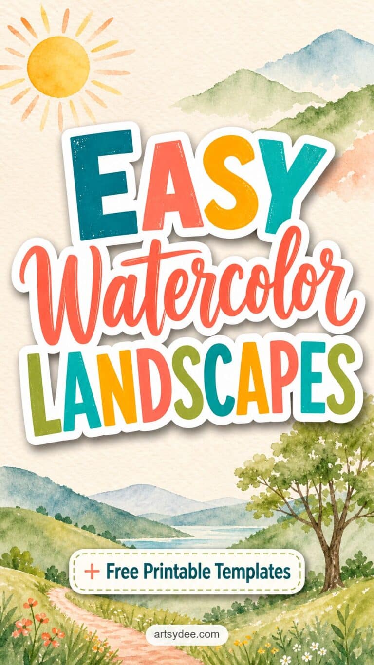 10 free printable easy watercolor landscape outline templates for beginners
