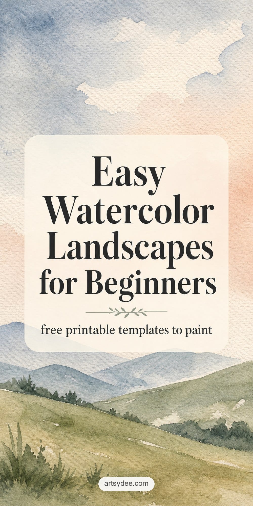 Easy watercolor landscapes free printable outline templates for beginners Pinterest pin
