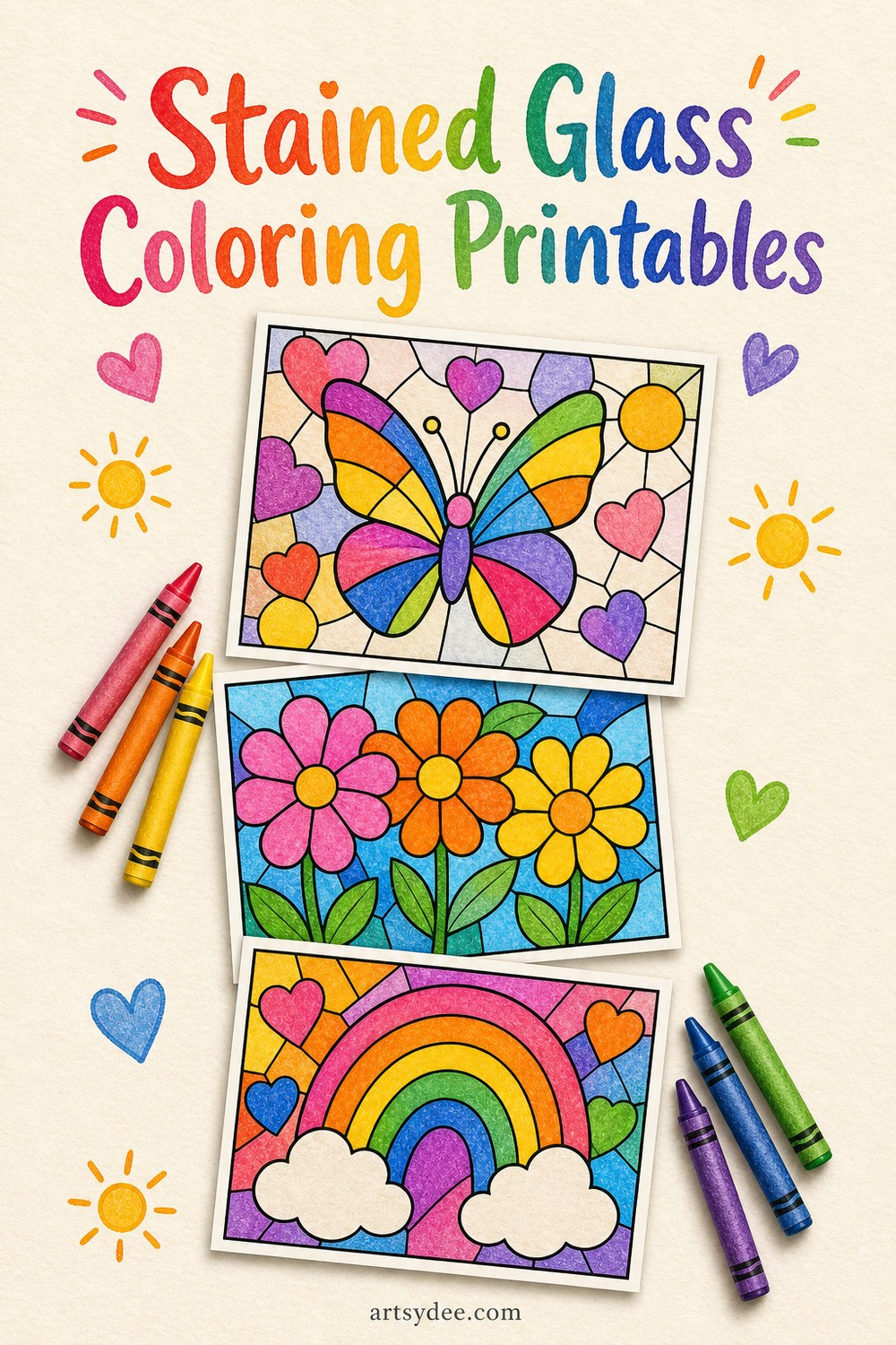 10 free stained glass patterns for kids pin save for later