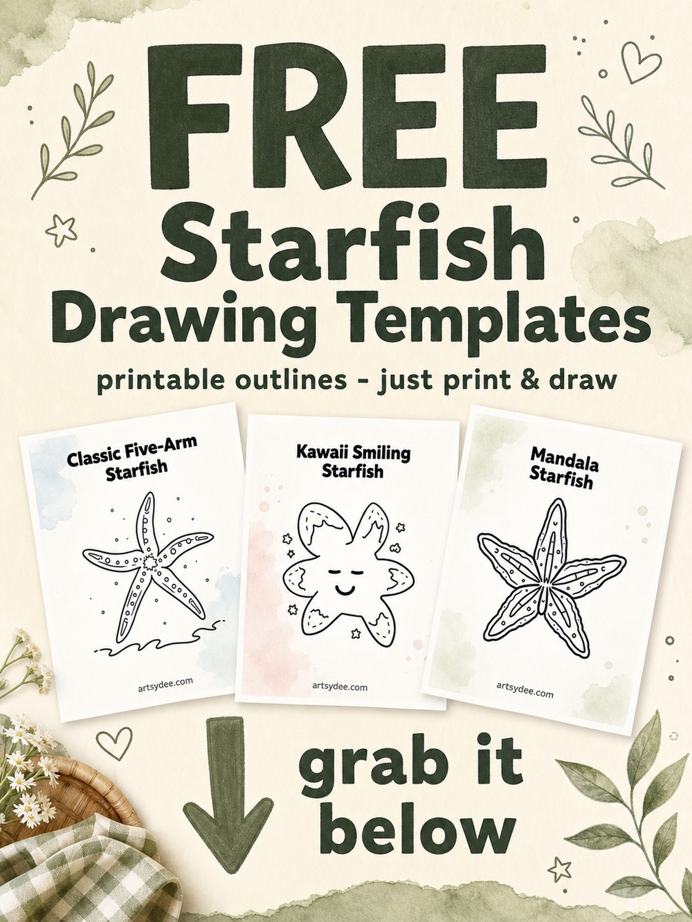 Free Starfish Drawing Templates