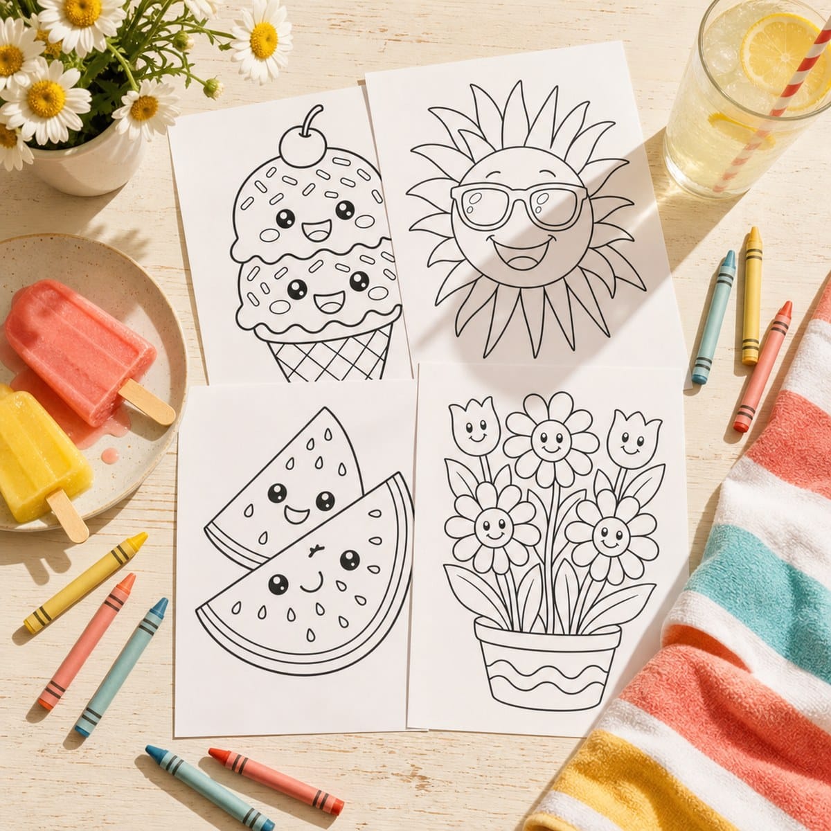 Summer Coloring Pages for kids — featured