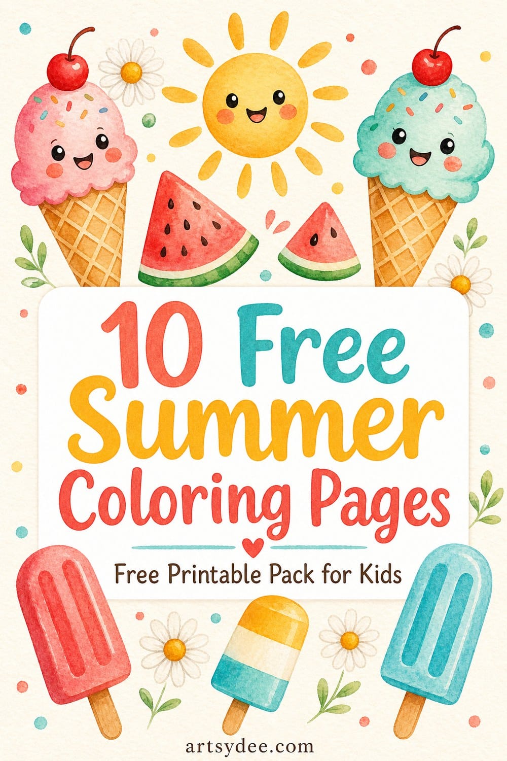 10 free summer coloring pages for kids printable pack pin
