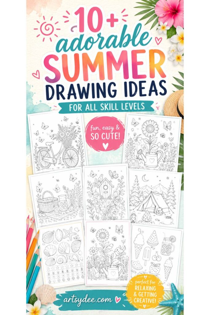 summer drawing ideas and summer drawing templates 