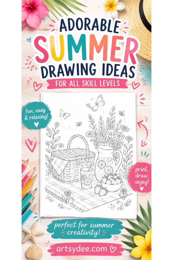 summer drawing ideas and summer drawing templates 