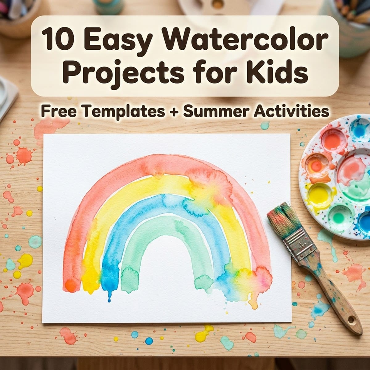 10 easy watercolor projects for kids free templates featured image