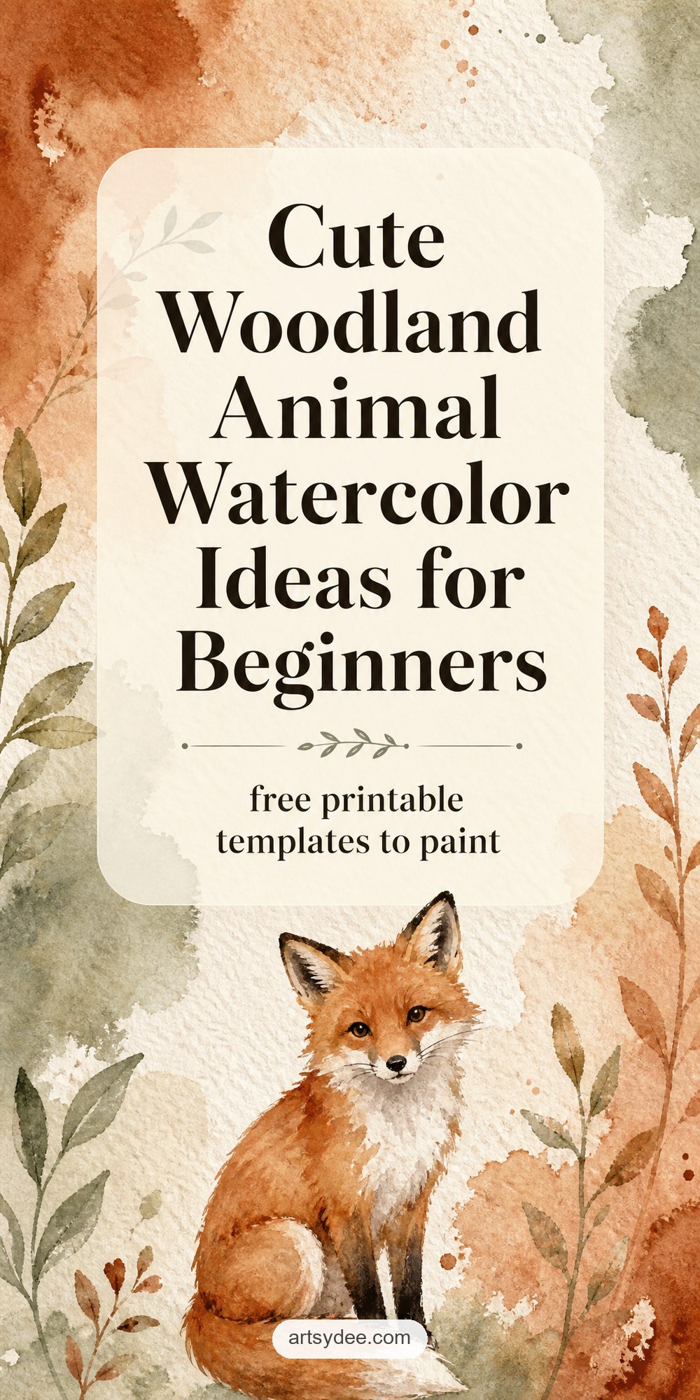Watercolor woodland animals free printable outline templates for beginners Pinterest pin