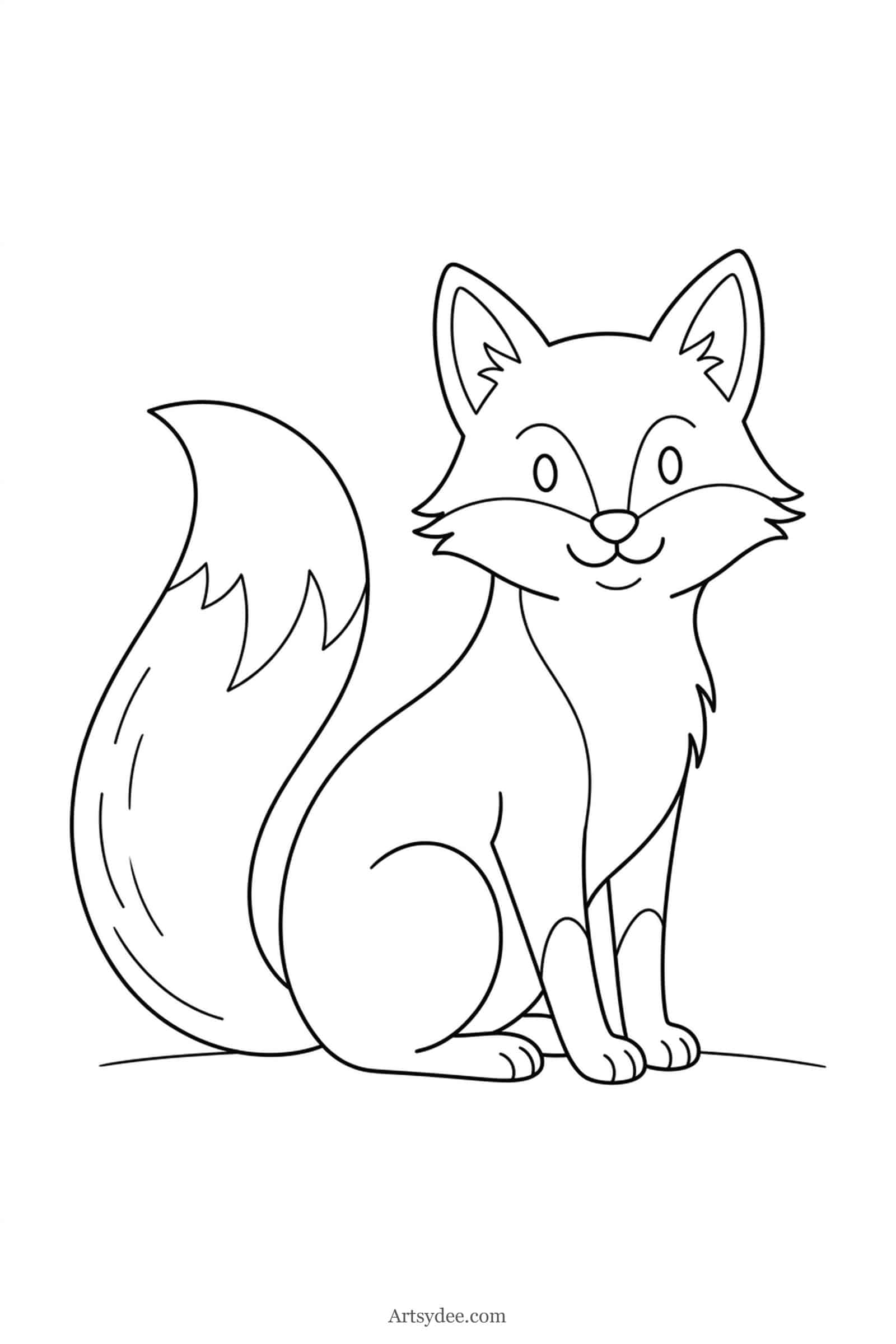 Fox watercolor woodland animal outline template — free printable line drawing to paint