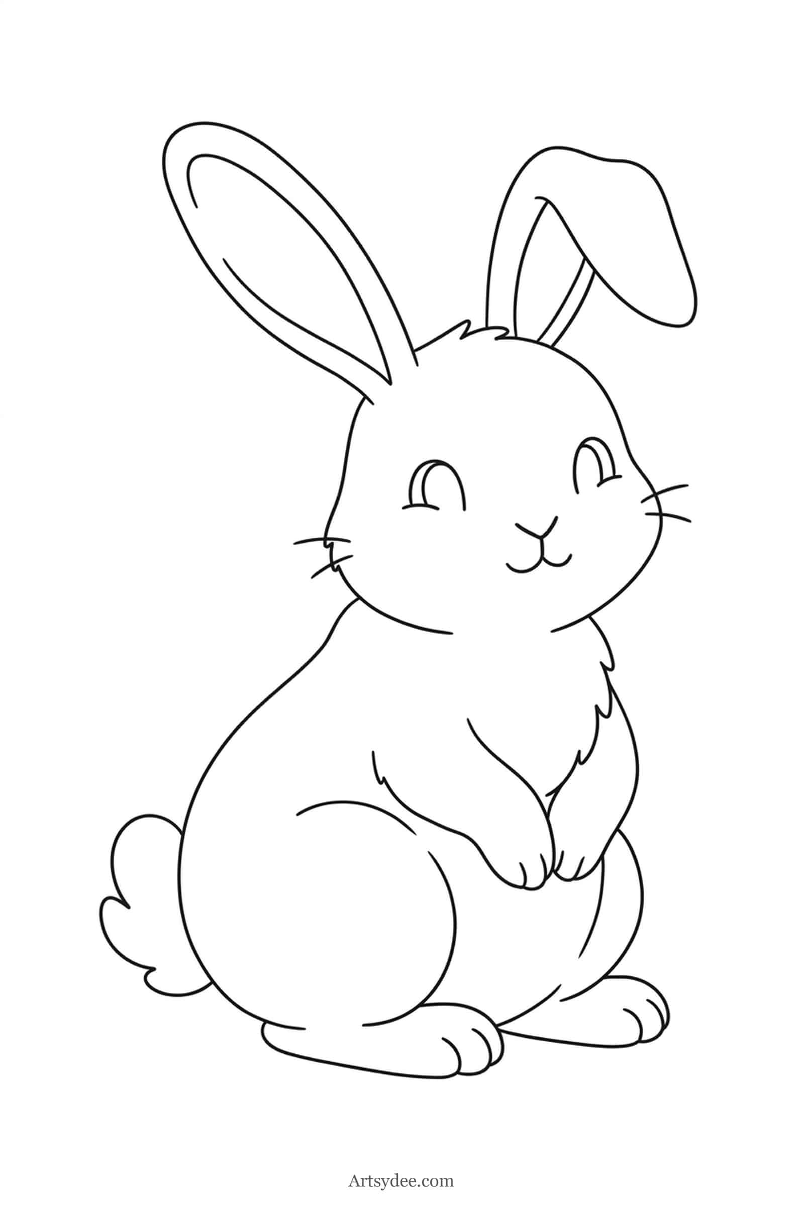 Rabbit watercolor woodland animal outline template — free printable line drawing to paint