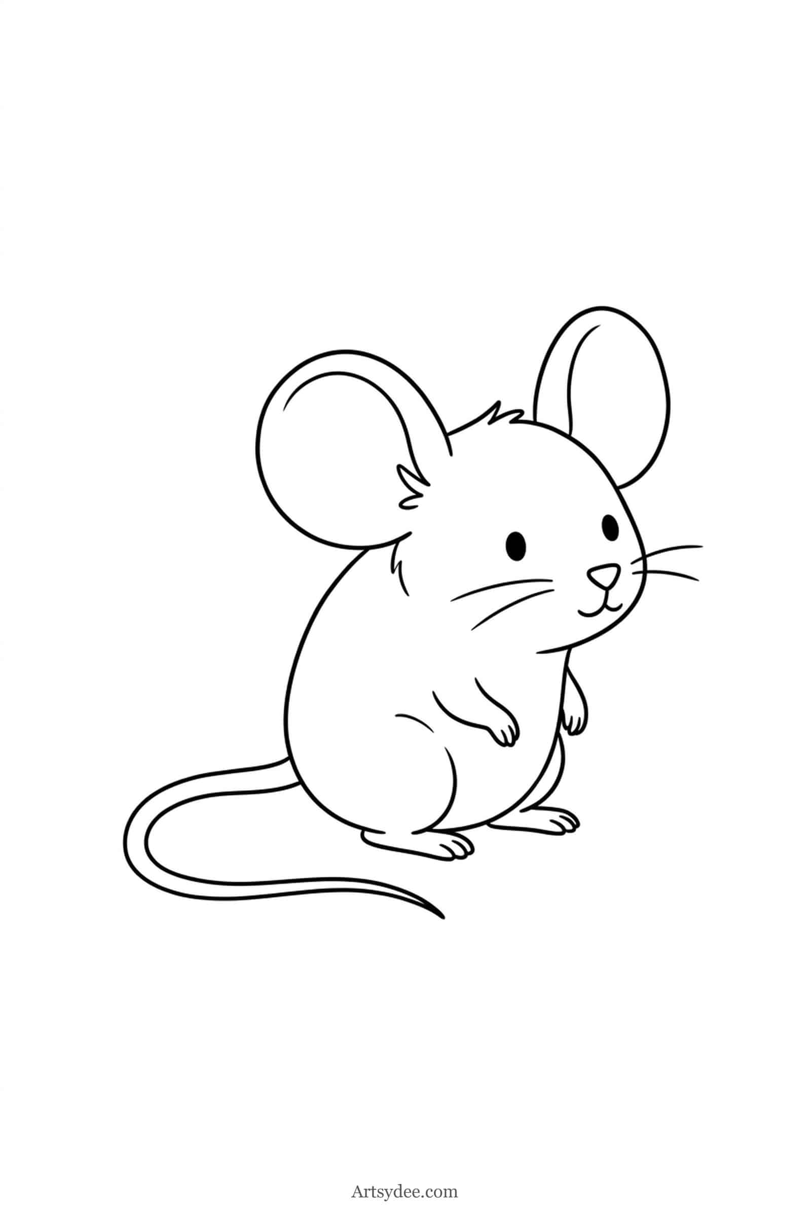Mouse watercolor woodland animal outline template — free printable line drawing to paint