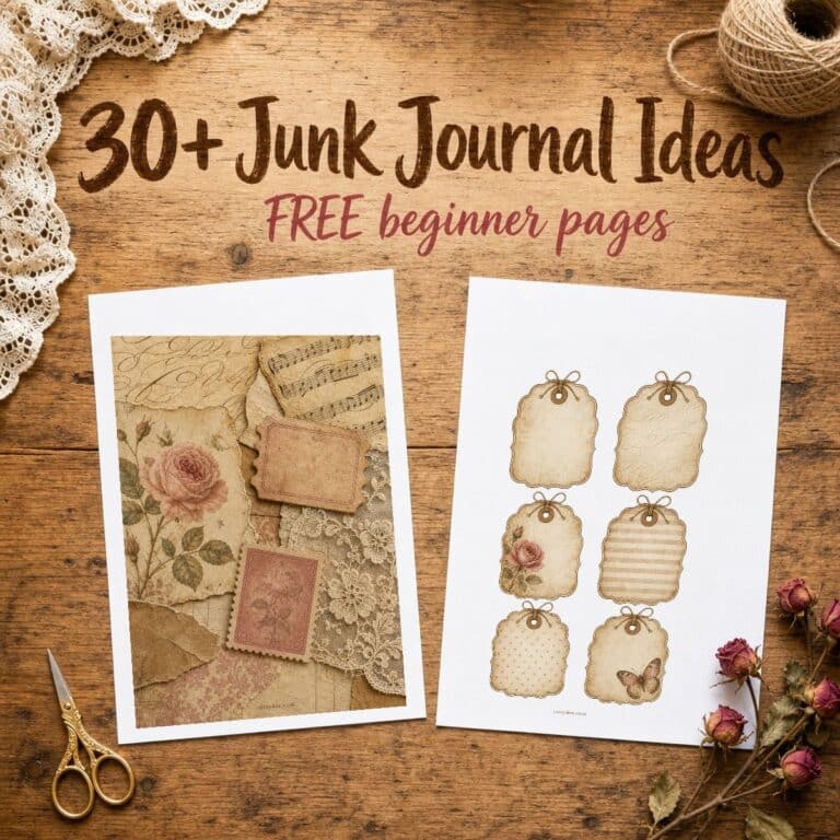 30 plus junk journal ideas with free printable beginner pages featured image