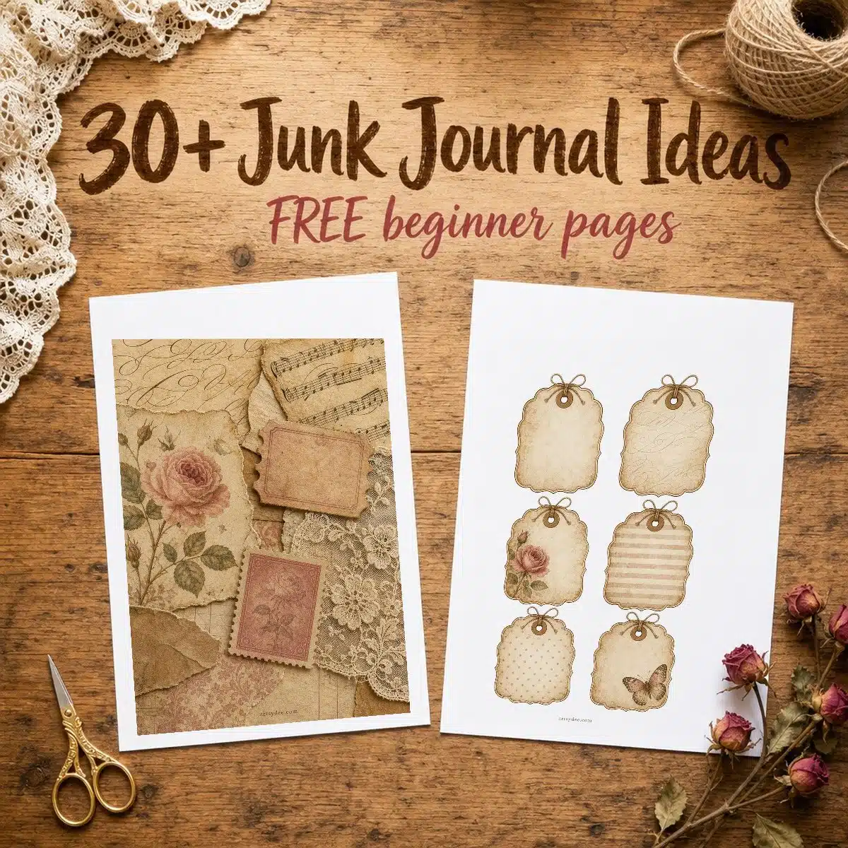 30 plus junk journal ideas with free printable beginner pages featured image
