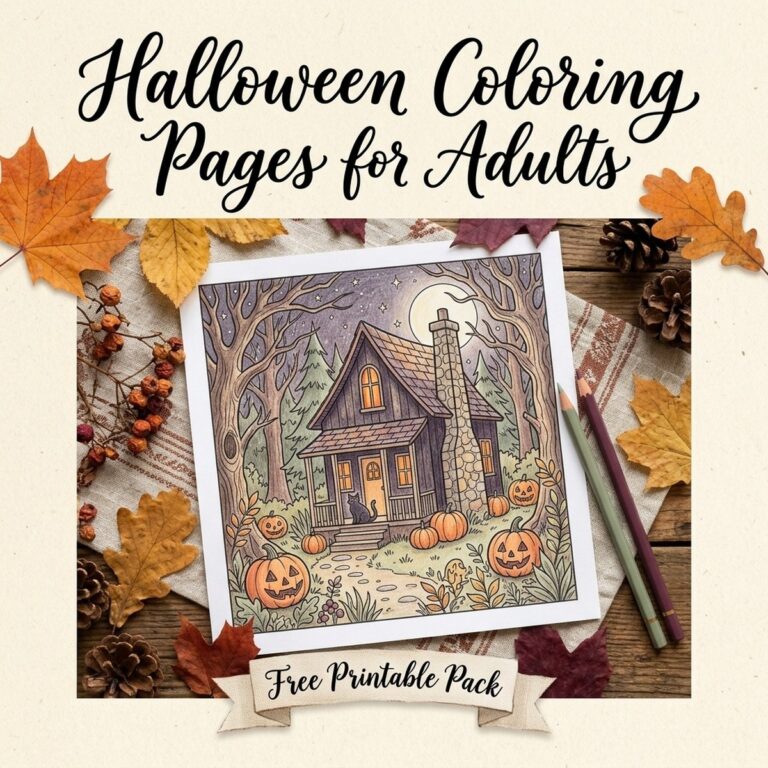 Halloween Coloring Pages for Adults: 8 Free Cozy-Spooky Printables