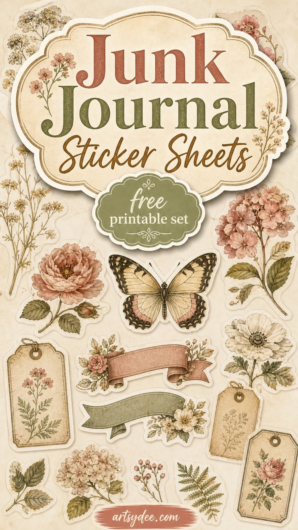 Free printable junk journal sticker sheets