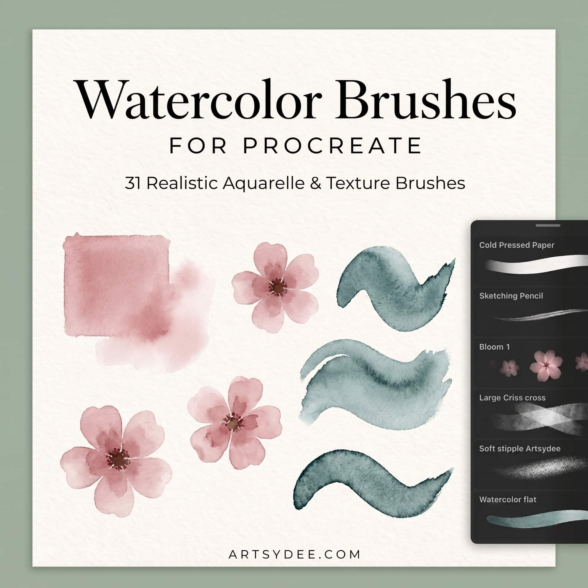 Watercolour Procreate Brushes template set