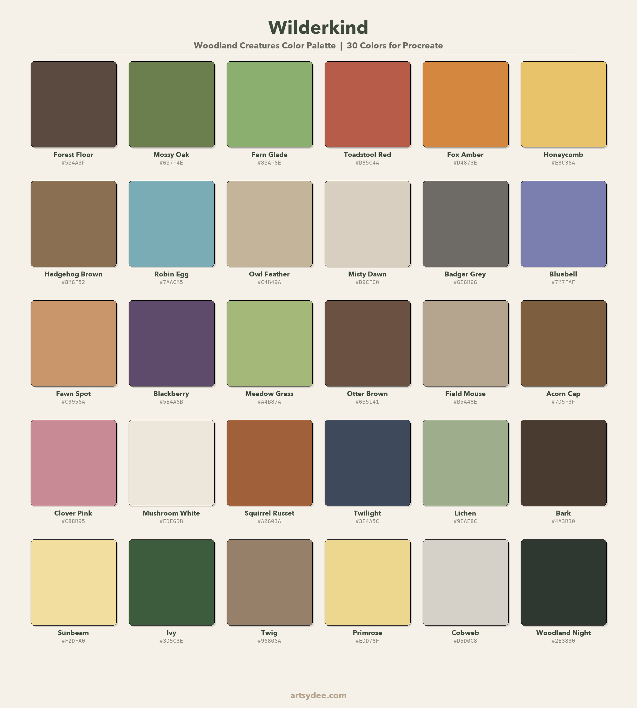 Wilderkind Colour Palette template set
