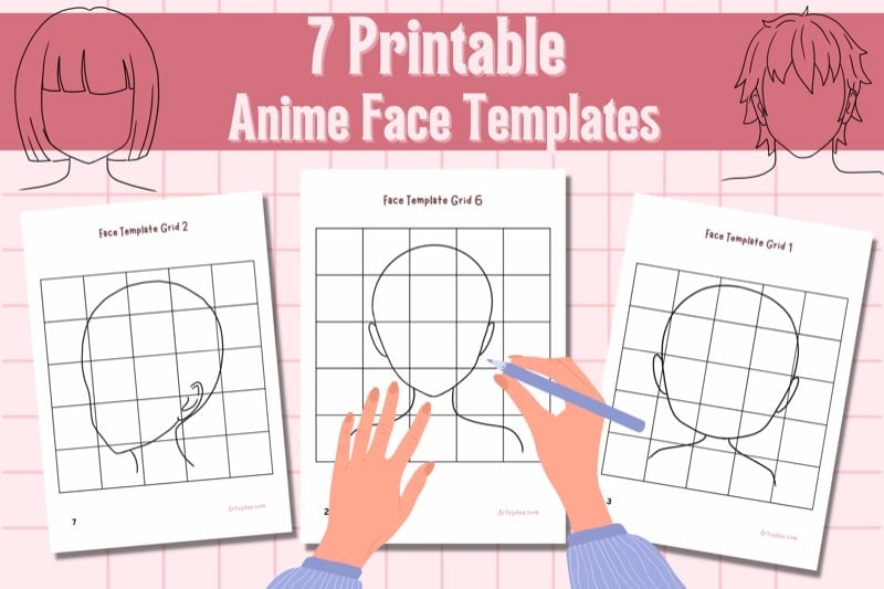 Anime face template printable pack