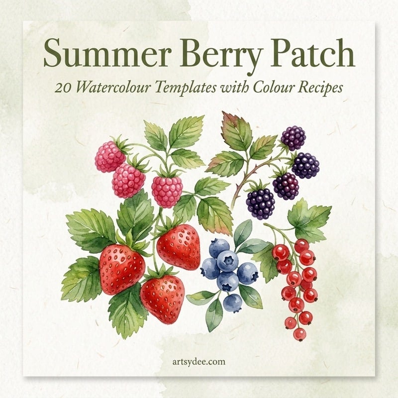 Summer Berry Patch &mdash; 20 watercolour templates with colour recipe cards
