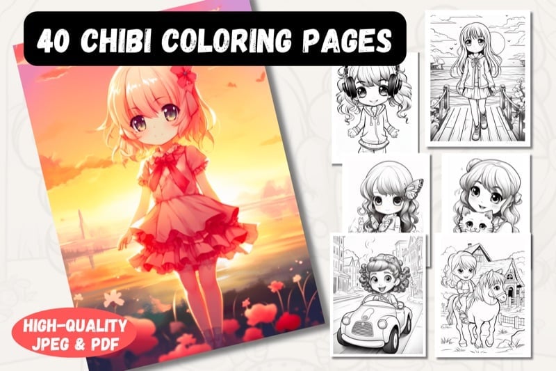 40 cute chibi coloring pages