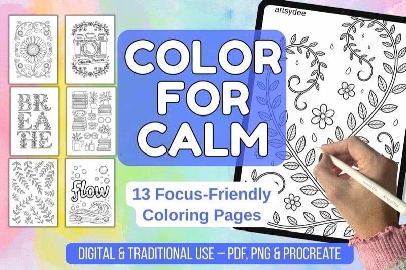 Color for Calm — 13 mindful coloring pages for adults