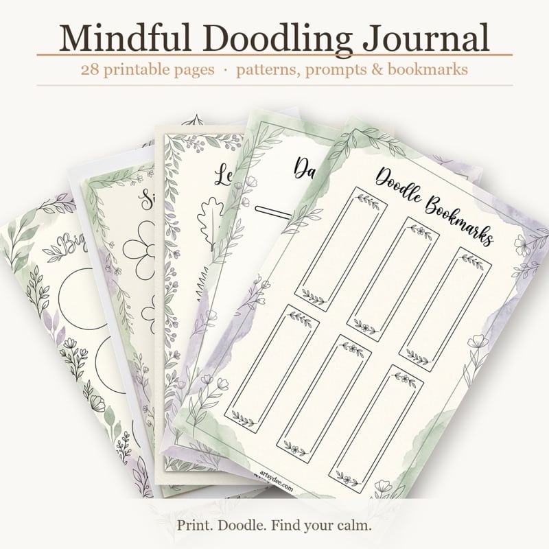 Mindful Doodling Journal &mdash; 25 calming doodle worksheets + 30-day tracker