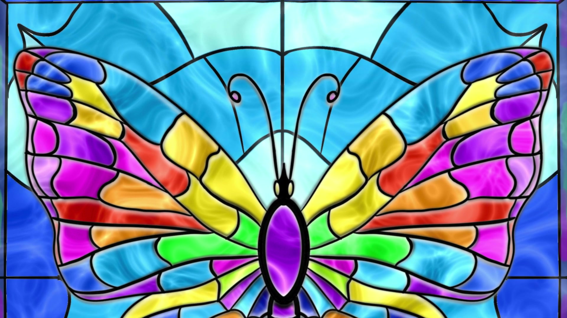 Stained glass style butterfly illustration painted in Procreate by Dee of Artsydee