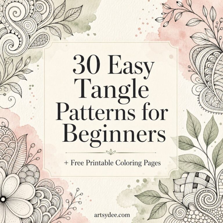 30 easy tangle patterns for beginners with free printable coloring pages