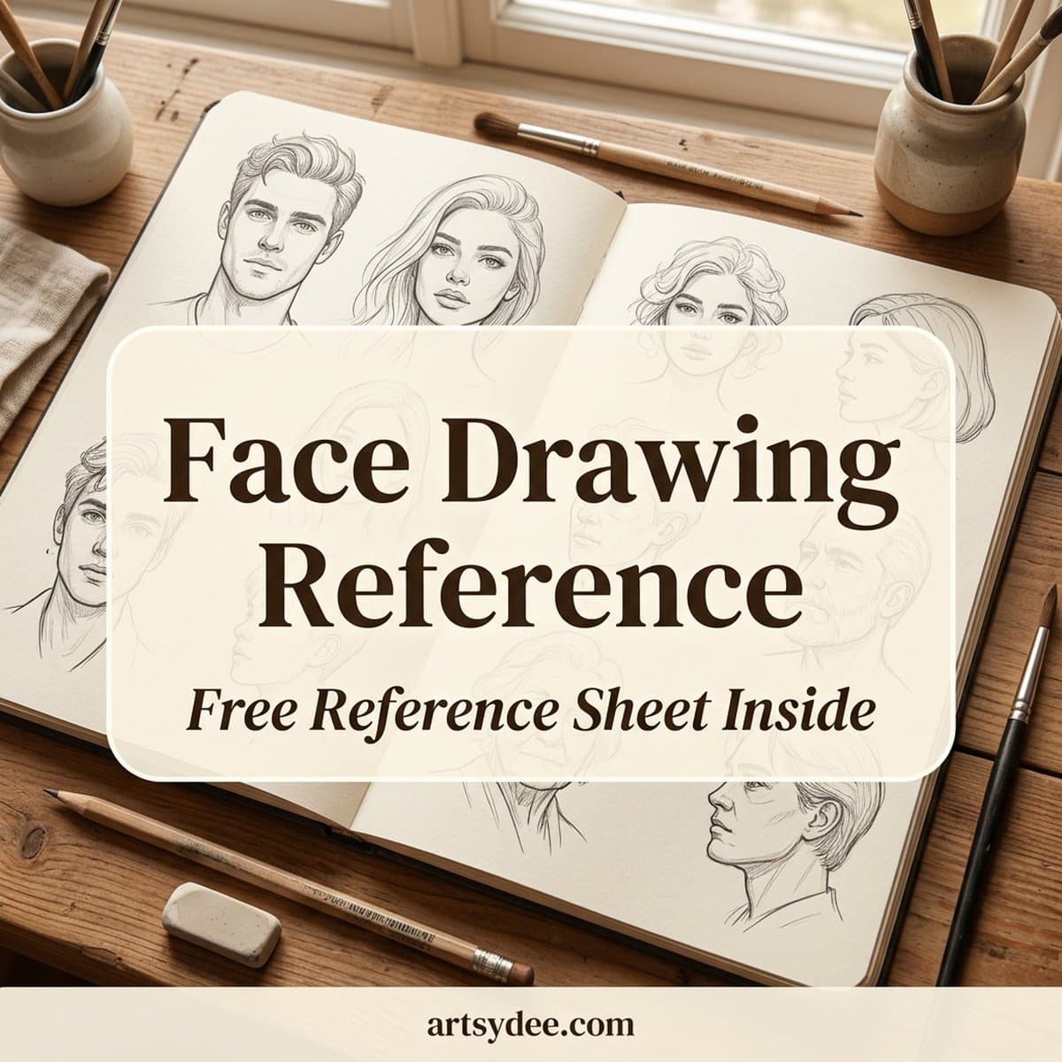 Face drawing reference featured image with free reference sheet