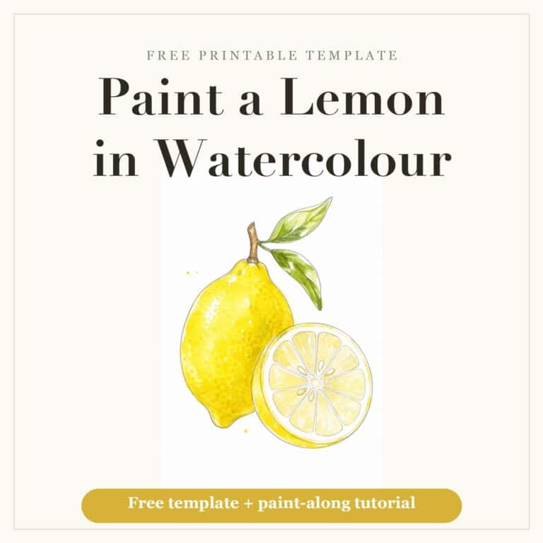 Free lemon watercolor template — paint a lemon in watercolour, free printable