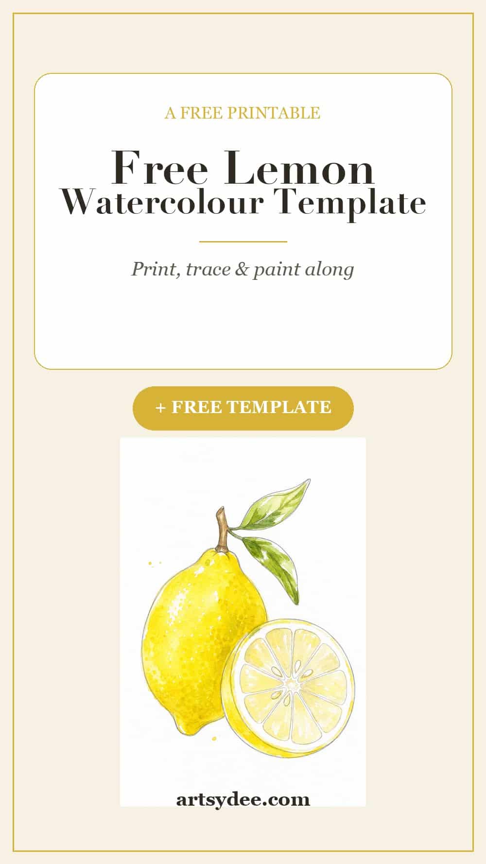 Free lemon watercolor template — easy paint-along tutorial for beginners