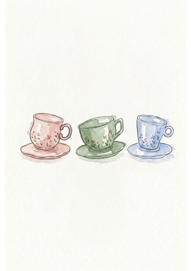 Teacups &mdash; Painted example, Week 1