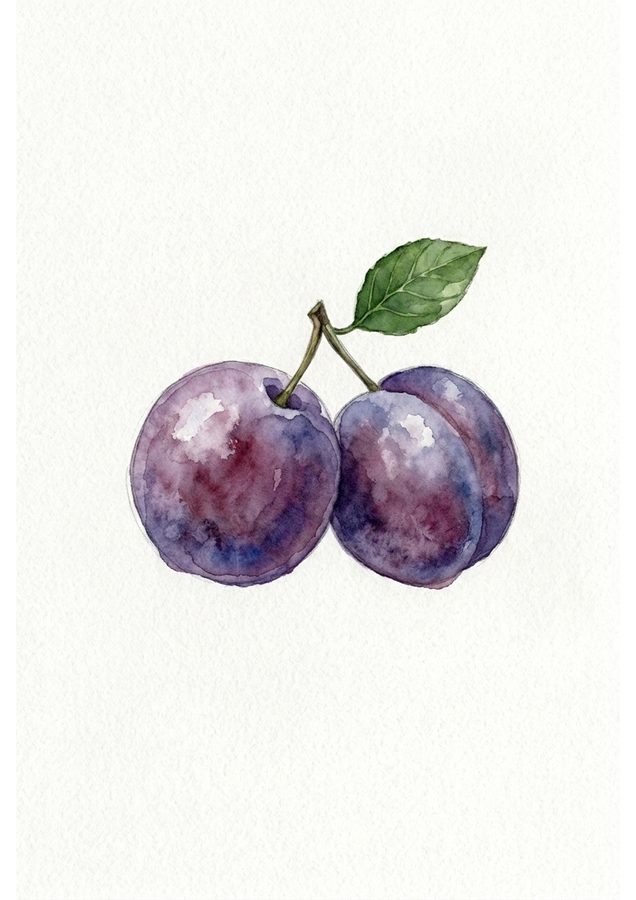 Two Plums &mdash; Painted example, Week 3