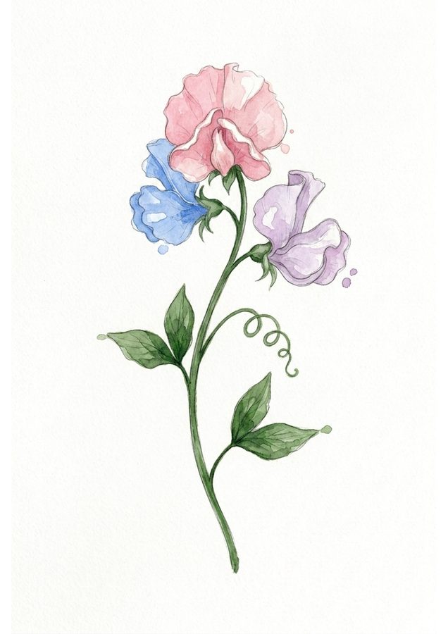 Sweet Peas &mdash; Painted example, Week 4