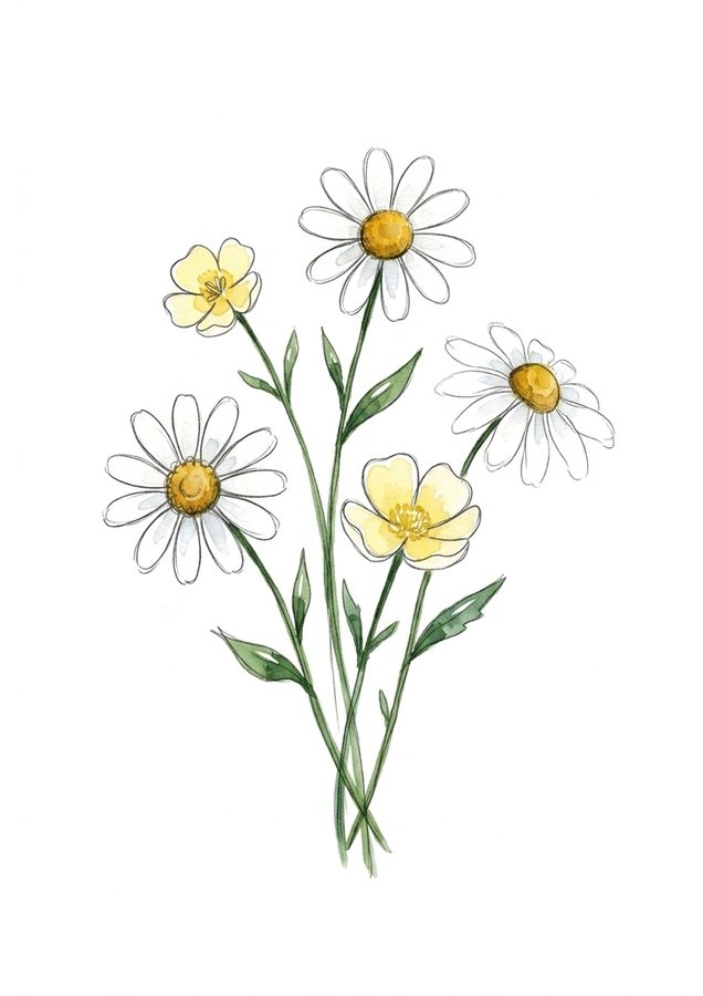 Field Daisies &mdash; Painted example, Week 6