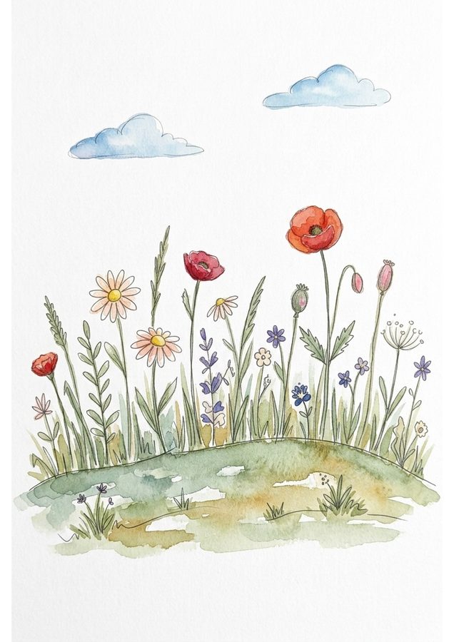 Summer Meadow &mdash; Painted example, Week 8