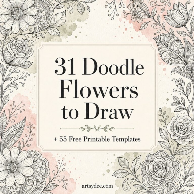doodle flowers to draw free printable templates