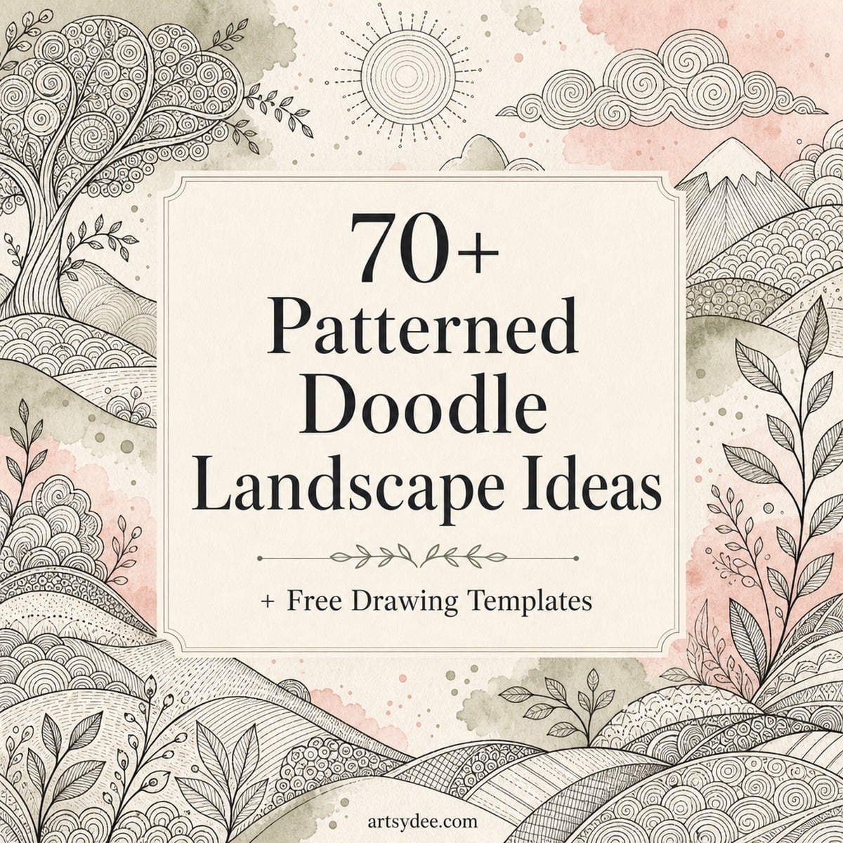 patterned doodle landscape drawing ideas free templates