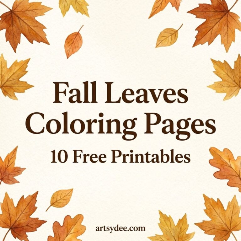Fall leaves coloring pages - 10 free printables from artsydee.com with watercolor autumn leaves
