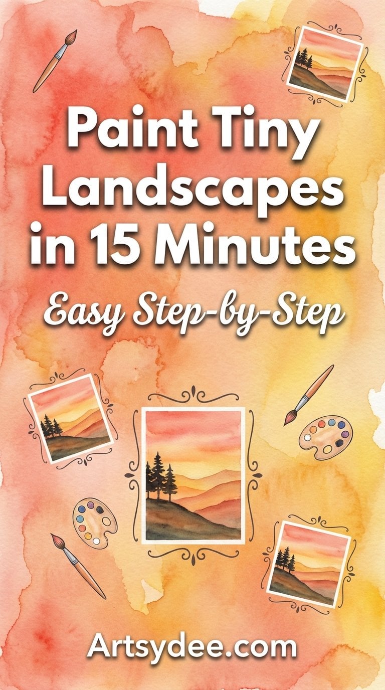 Mini watercolor landscapes for beginners - Pinterest pin