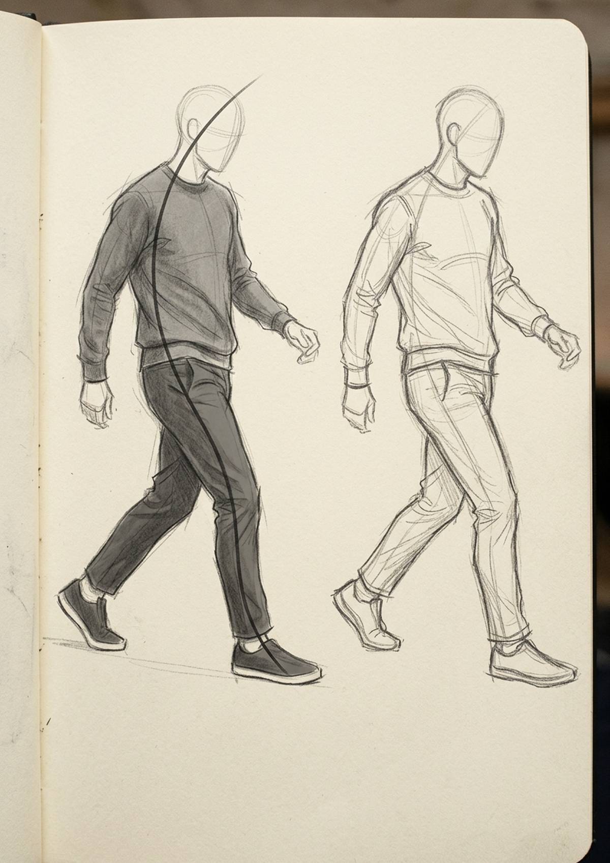 Line of action study for figure drawing