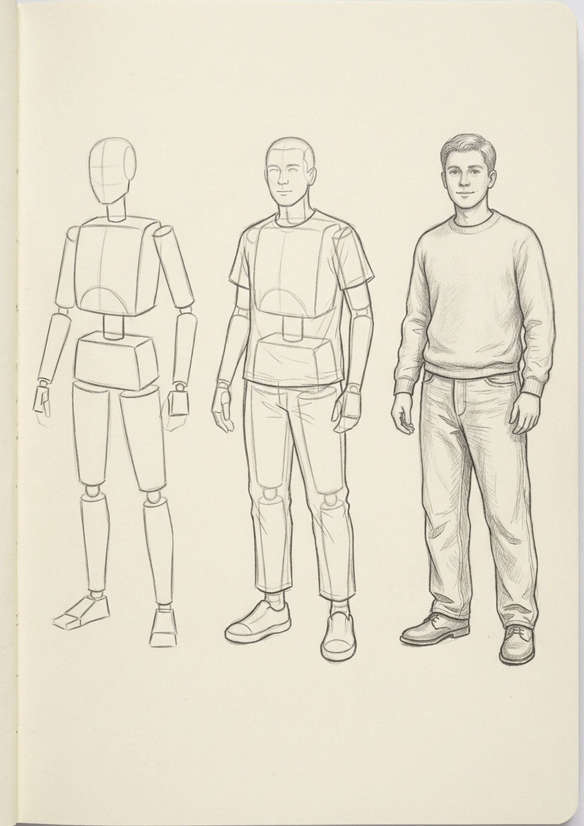 Figure simplified into ribcage and pelvis shapes