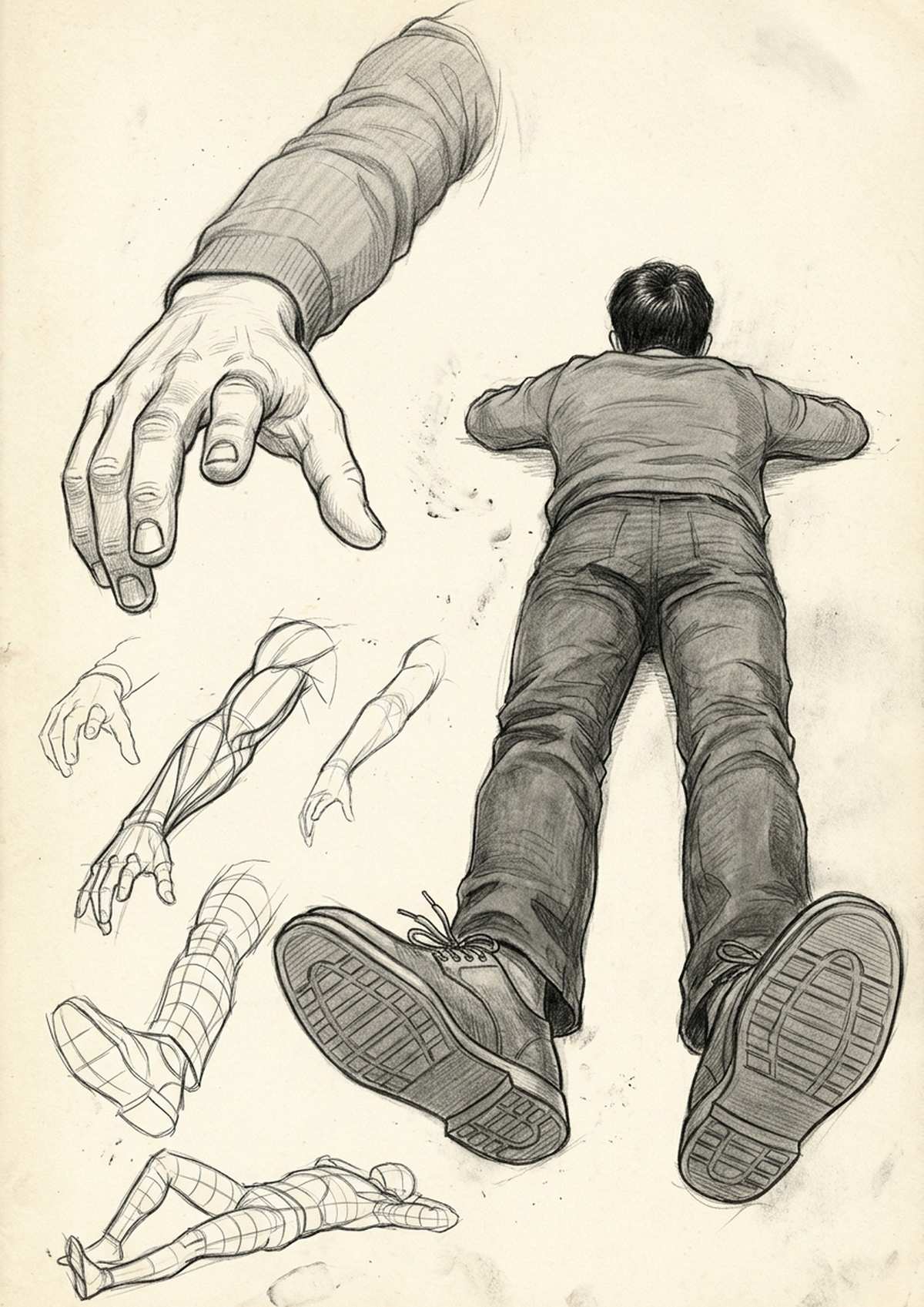 Foreshortening study for figure drawing