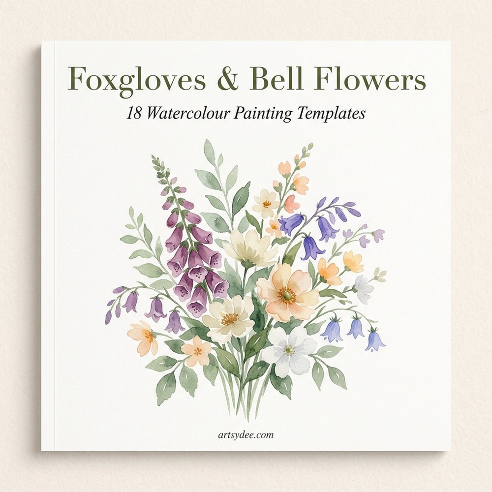 Foxgloves and Bell Flowers: 18 watercolour painting templates