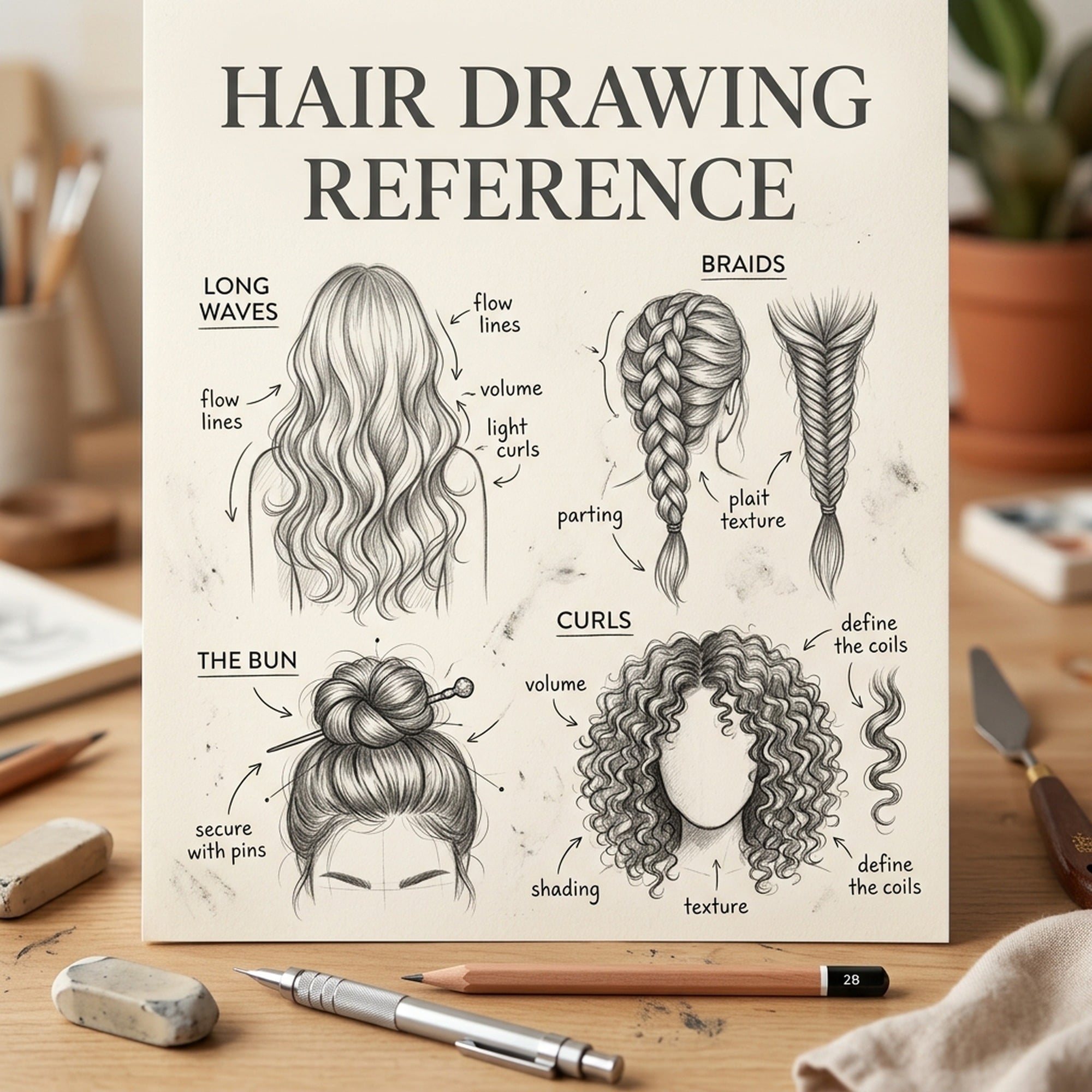 Hair Drawing Reference - Styles and Templates for Artists