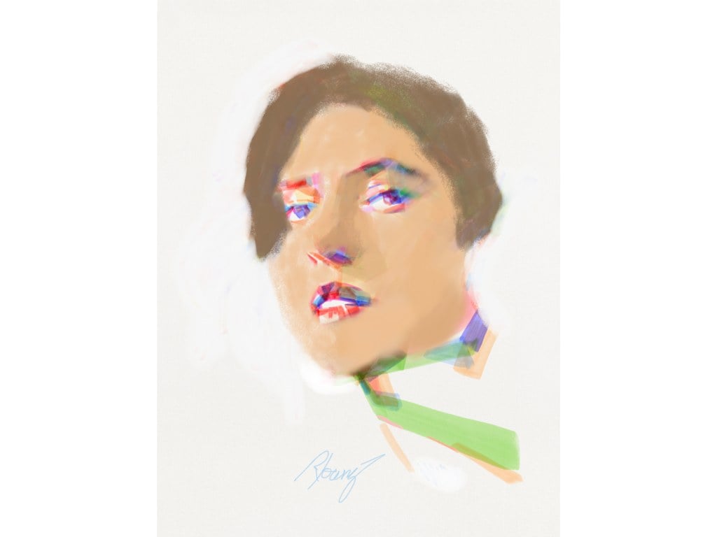 Digital portrait of a face, Richard Young's first drawing made in Procreate, by reader Richard Young.