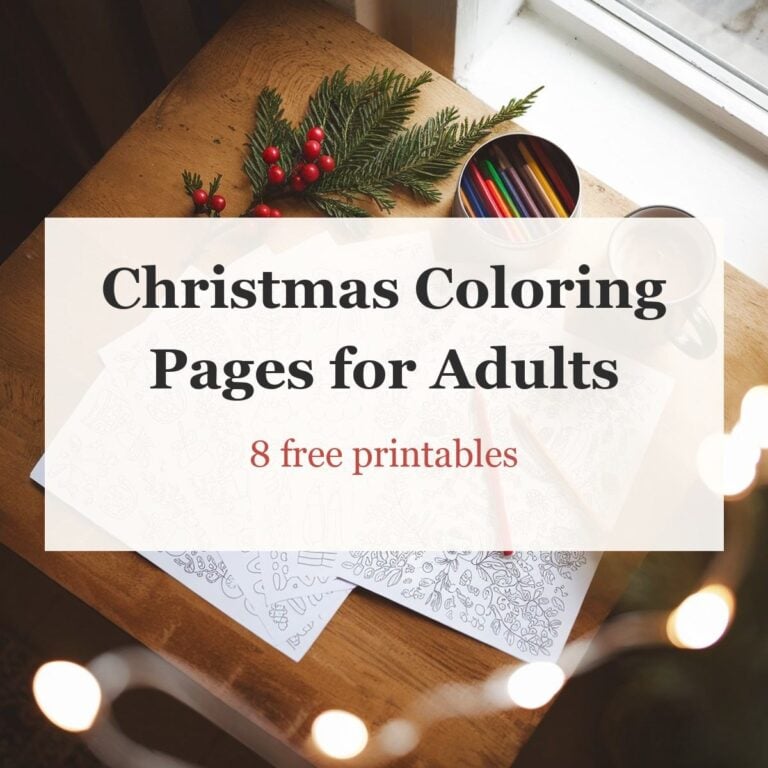 Christmas coloring pages for adults, eight free printables