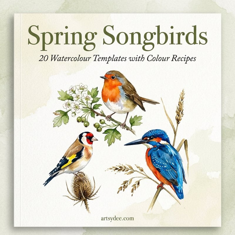 Spring Songbirds &mdash; 20 watercolour templates with colour recipes