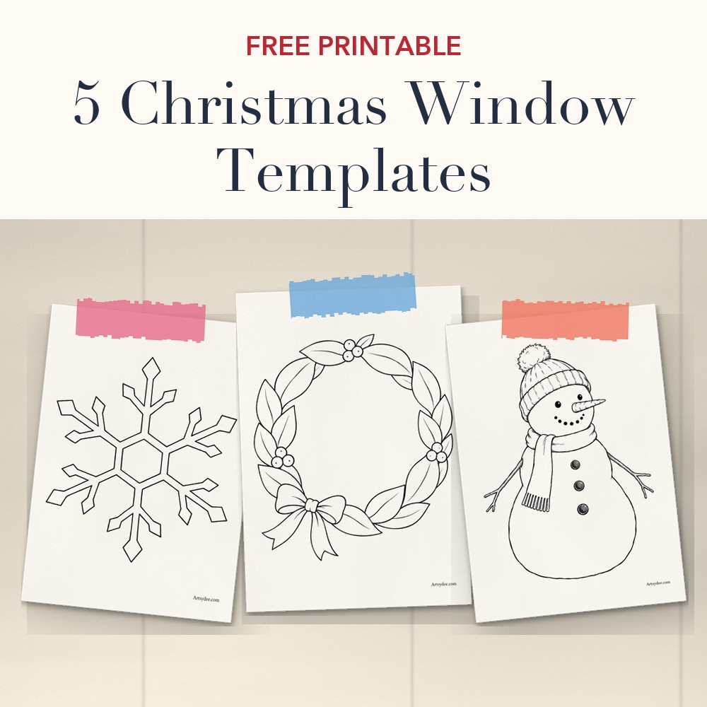 5 free Christmas window templates sign-up card