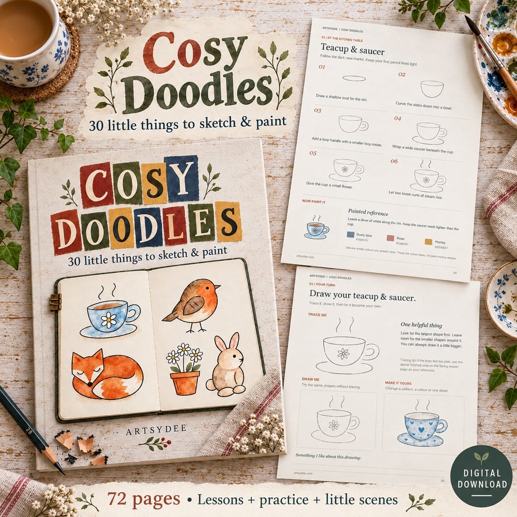 Cosy Doodles step-by-step drawing workbook