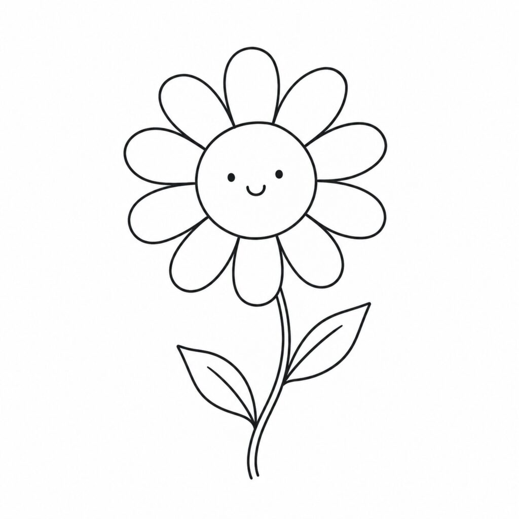 Cute daisy drawing with a smiling face