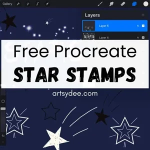 Preview of the free 3 Procreate Star Brushes printable